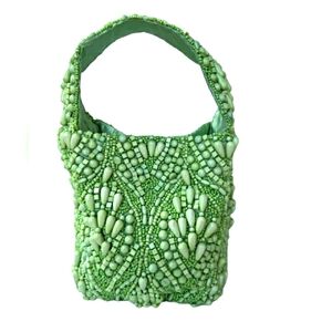 Viral green beaded purse